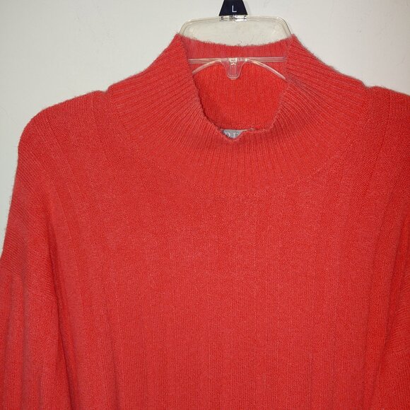 J.Crew Merino Wool Mock Neck Sweater Size XL Coral Orange - Picture 3 of 6